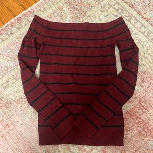 Off the shoulder striped sweater